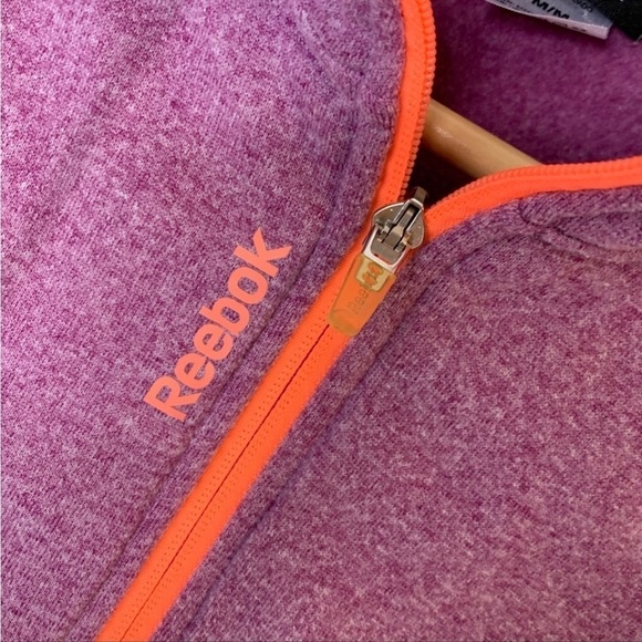 Reebok Purple Orange Pullover Quarter Zip Kangaroo Pocket Contrast Sweatshirt M - Picture 4 of 11